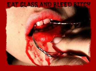 bloody phone sex eat glass